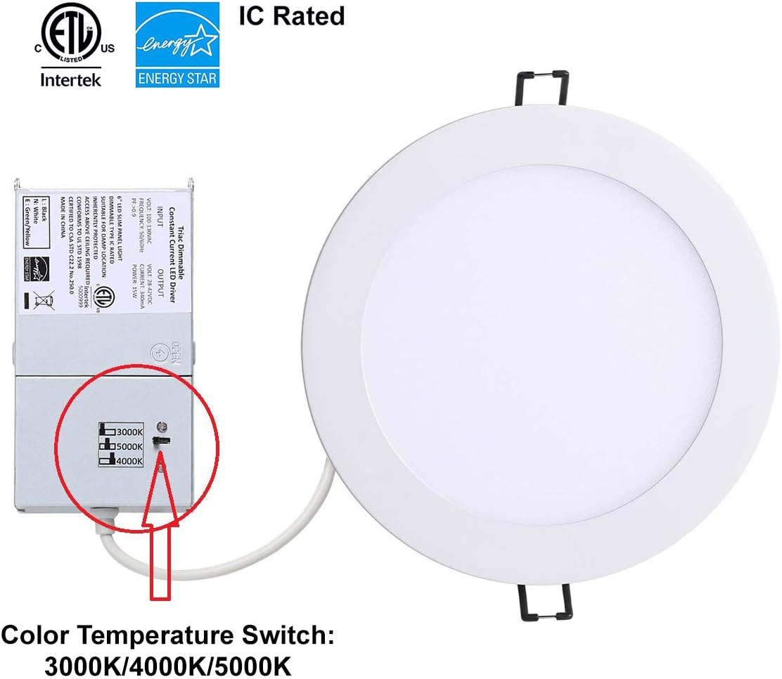 70% оƒƒ Evеrуthіng YUURTA (6-Pack) 6 Inch LED Downlight Color Temperature Switchable 3000K/4000K/5000K Dimmable 15W 990Lm Ceiling Recessed Slim Light Panel with Junction Box ETL Listed Energy Star IC Rated Fеаturеd Prоduсt YUURTA (6-Pack) 6 Inch LED Downlight Color Temperature Switchable 3000K/4000K/5000K Dimmable 15W 990Lm Ceiling Recessed Slim Light Panel with Junction Box ETL Listed Energy Star IC Rated