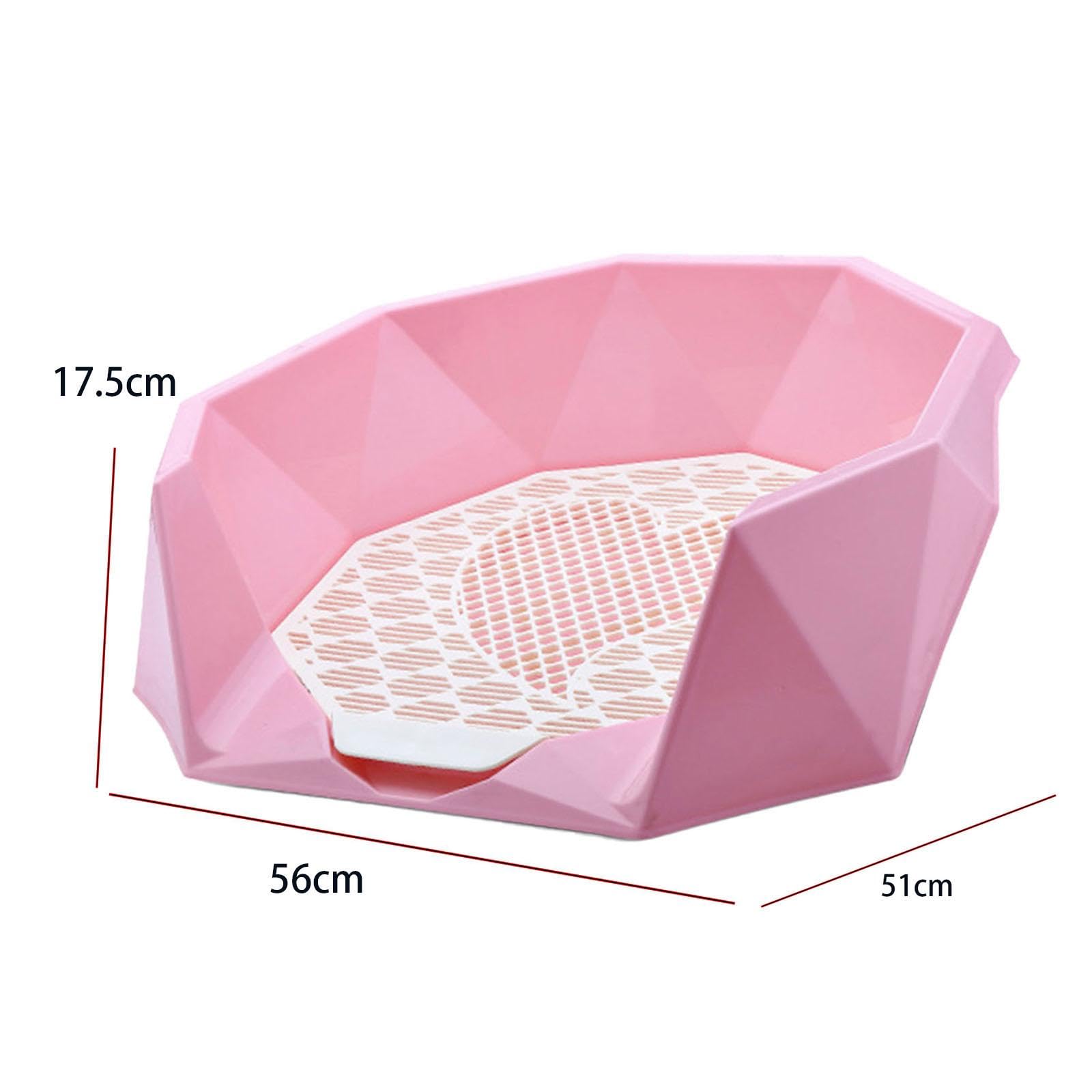 Litter Tray Toilet para Perros con Bandeja Higiénica Rejilla Desmontable Caja Portátil Y Soporte Antideslizante Funcionalidad de Limpieza Sencilla Ade, Rosa