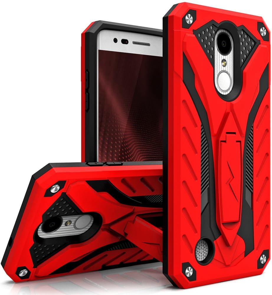 Zizo Static Series Compatible with LG Aristo Case Military Grade Drop Tested with Built in Kickstand LG Fortune Case RED Black