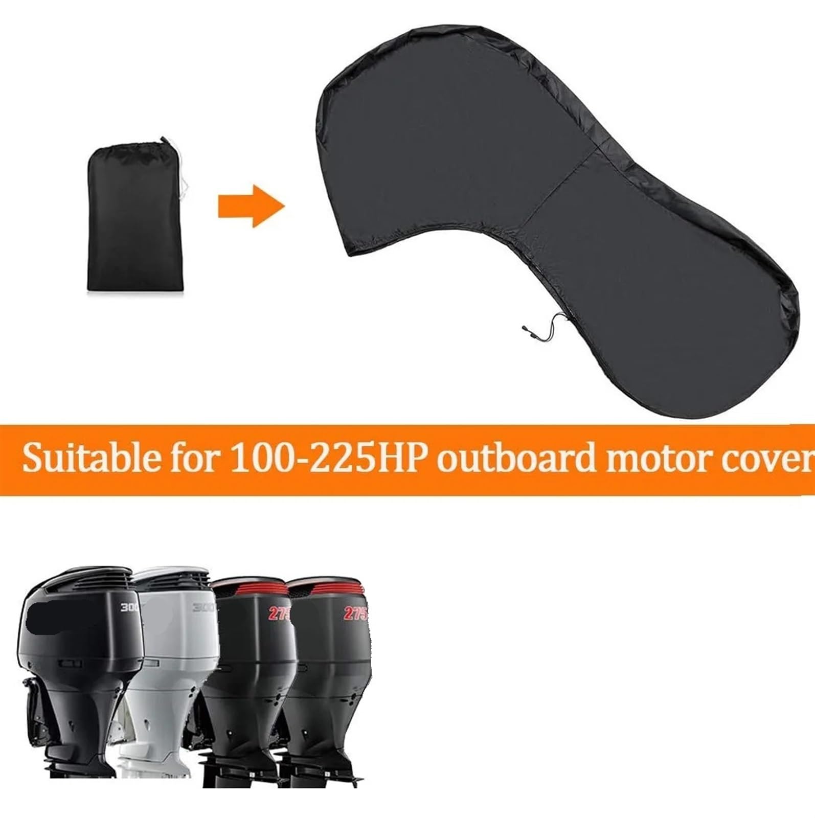Copertura per Motore Fuoribordo Telo coprimotore impermeabile for barca, resistente ai raggi UV, allo sbiadimento, alle crepe, motori marini yacht, tela protettiva impieghi gravosi(6-15HP)