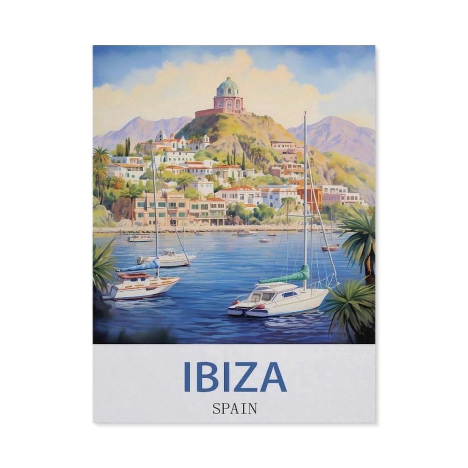 BEAYODKP Paint by Numbers，Ibiza Spain,DIY Paint by Numbers Kits for Adults Kids,Canvas Oil Painting with Brushes and Acrylic Pigment Paint by Numbers Arts Craft for Home Wall Decor(20x30cm)-DE87