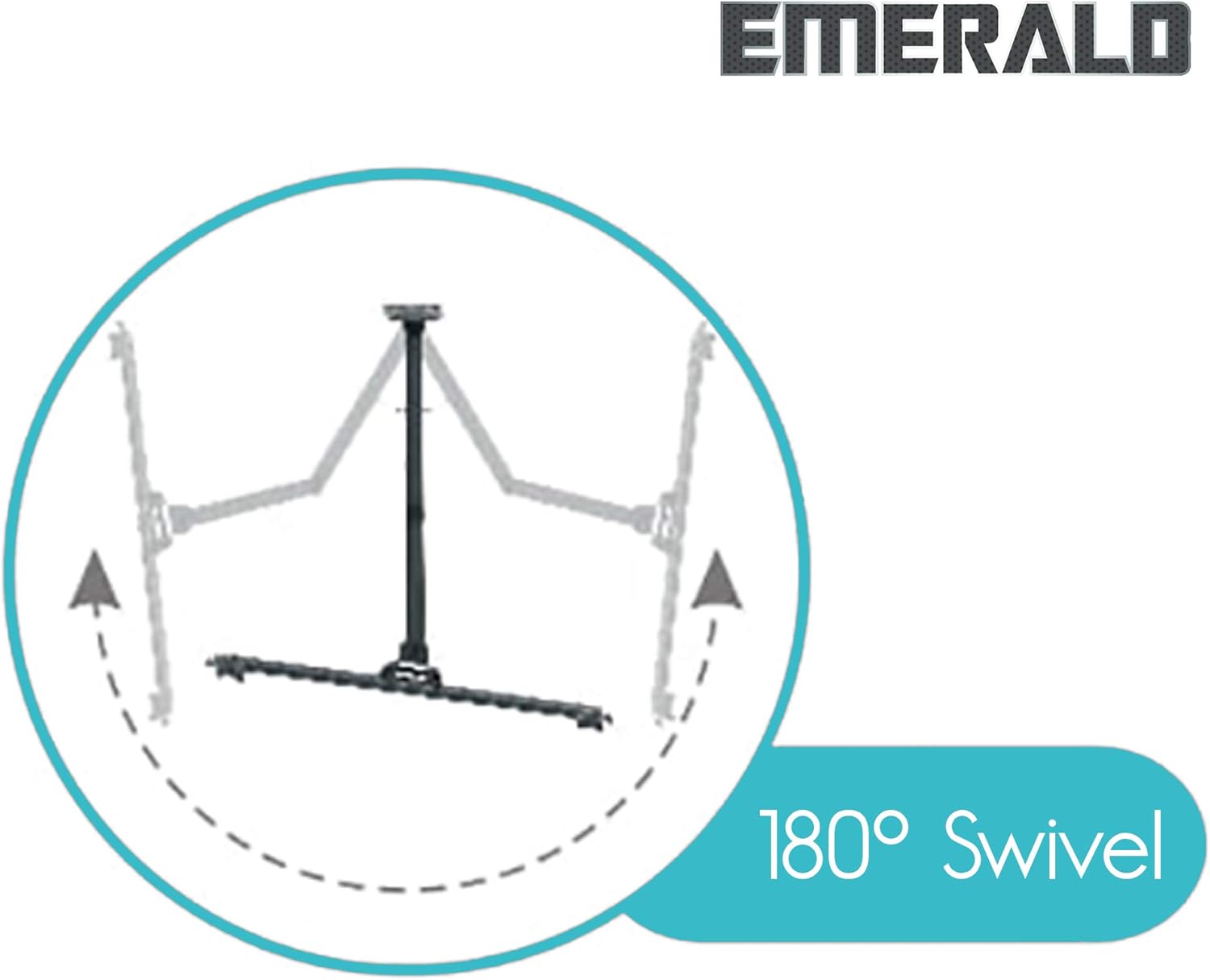 Diagram showing 180 degree swivel