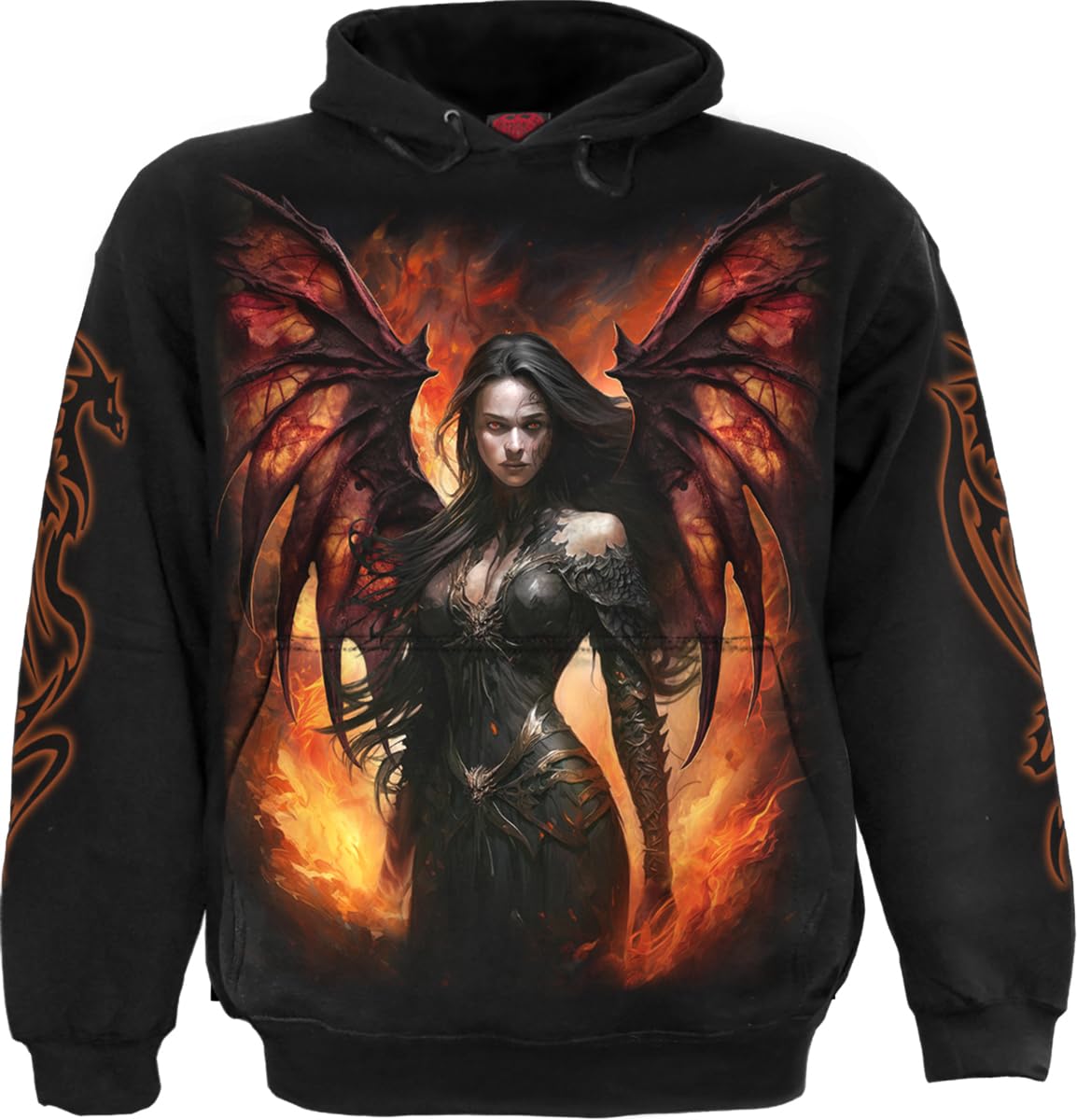 Spiral Draco Queen - Hoodie Uomo Felpa con Cappuccio Nero Regular