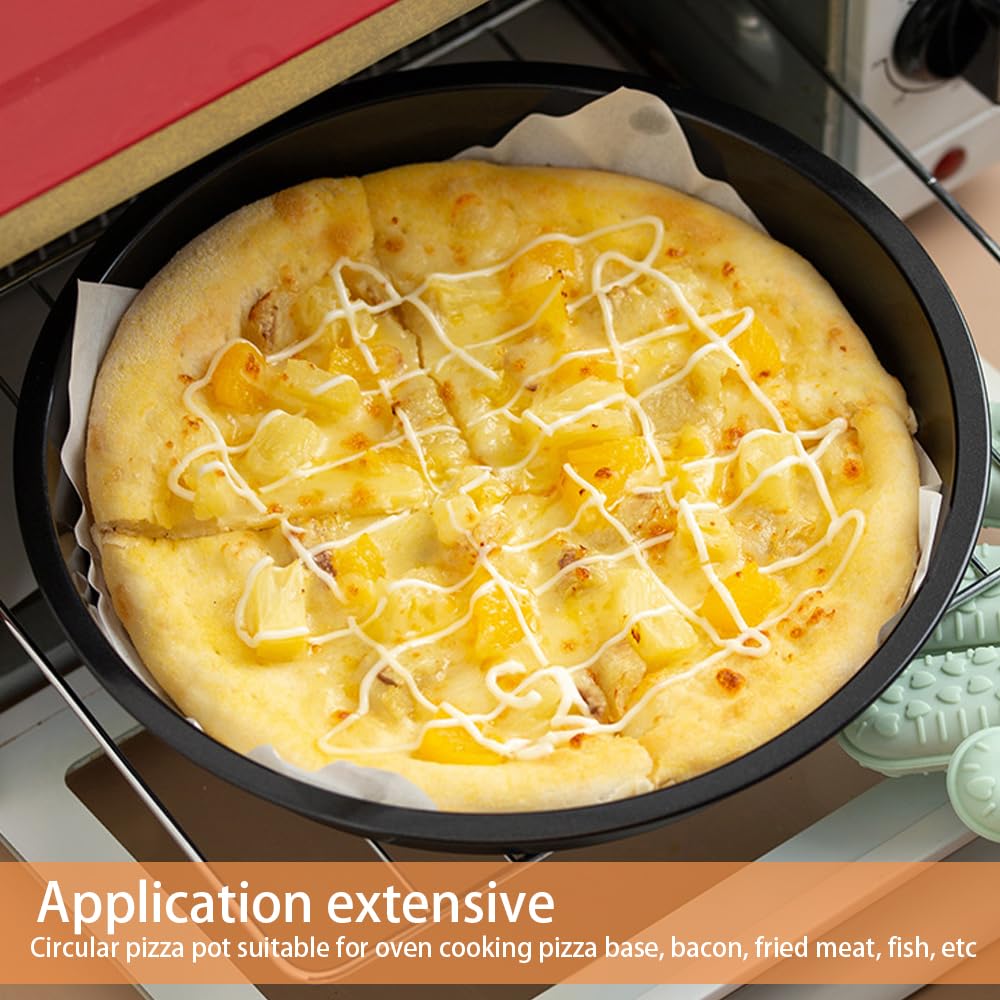 4er Set Rundes Pizzablech, Ø 15cm Edelstahl Pizza Backblech mit Antihaftbeschichtung, Käsekuchen Backblech Pizzabackbleche Set für Backen Pie Pizza Käsekuchen