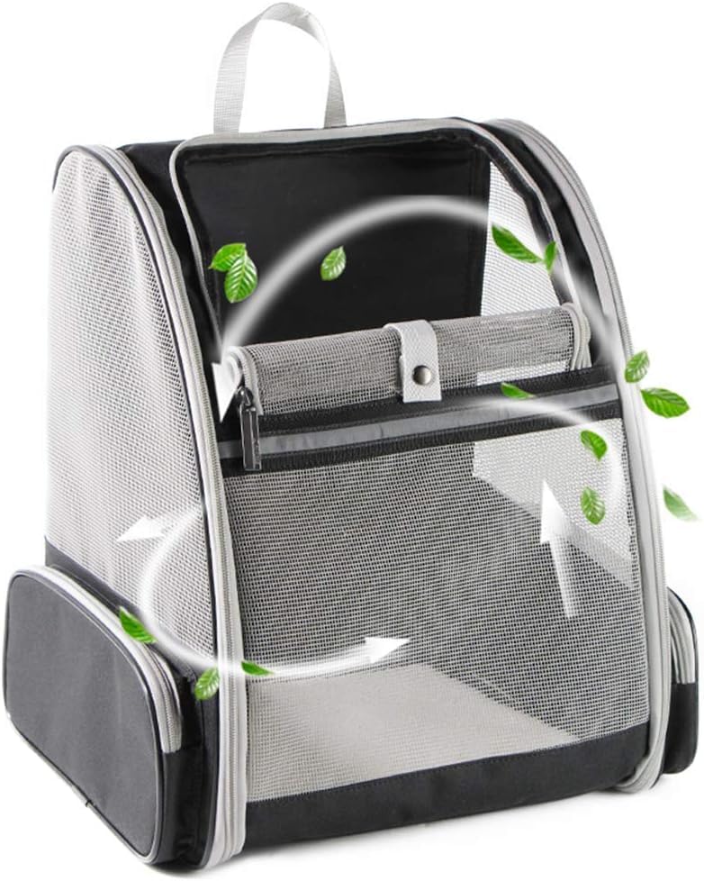 Image of Buraq Breathable Cat Backpack Carrier for Hot Weather, Foldable & Ventilated Travel Bag, Durable Mesh Sides, Reflective Straps for Adult & Kitten Cats (Black)