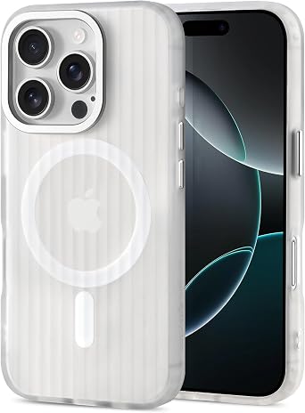 EasyAcc for iPhone 16 Pro Case, [Compatible with Magsafe], Translucent Magnetic Phone Case, Protective Slim Case, Not Yellowing Shockproof Anti-Scratch Phone Cover - White