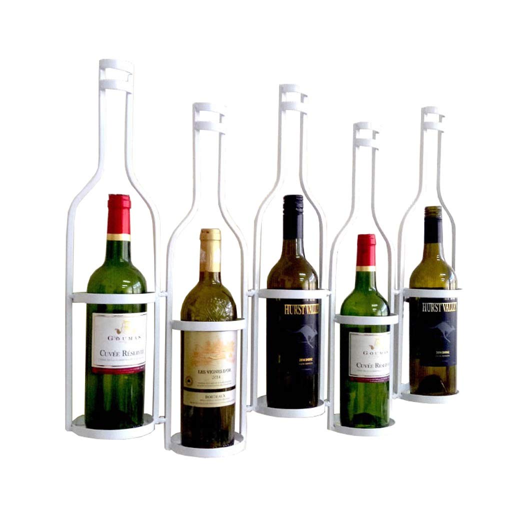 Casier à vin suspendu rétro en fer forgé blanc chic pour bouteilles