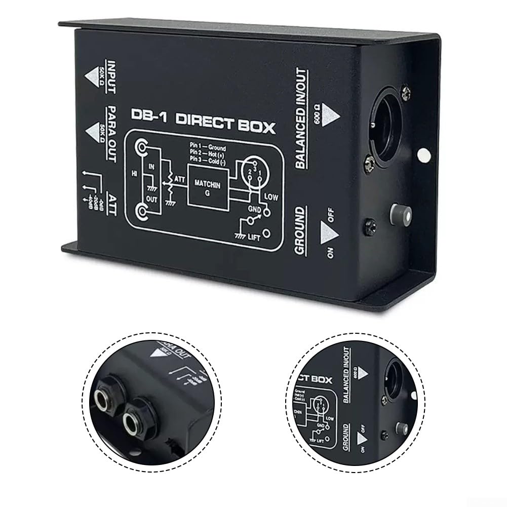 Box DI passivo, Eliminatore di ronzio audio, Splitter stereo DI Box per XLR Single Channel Audio System Altoparlanti Chitarra Basso