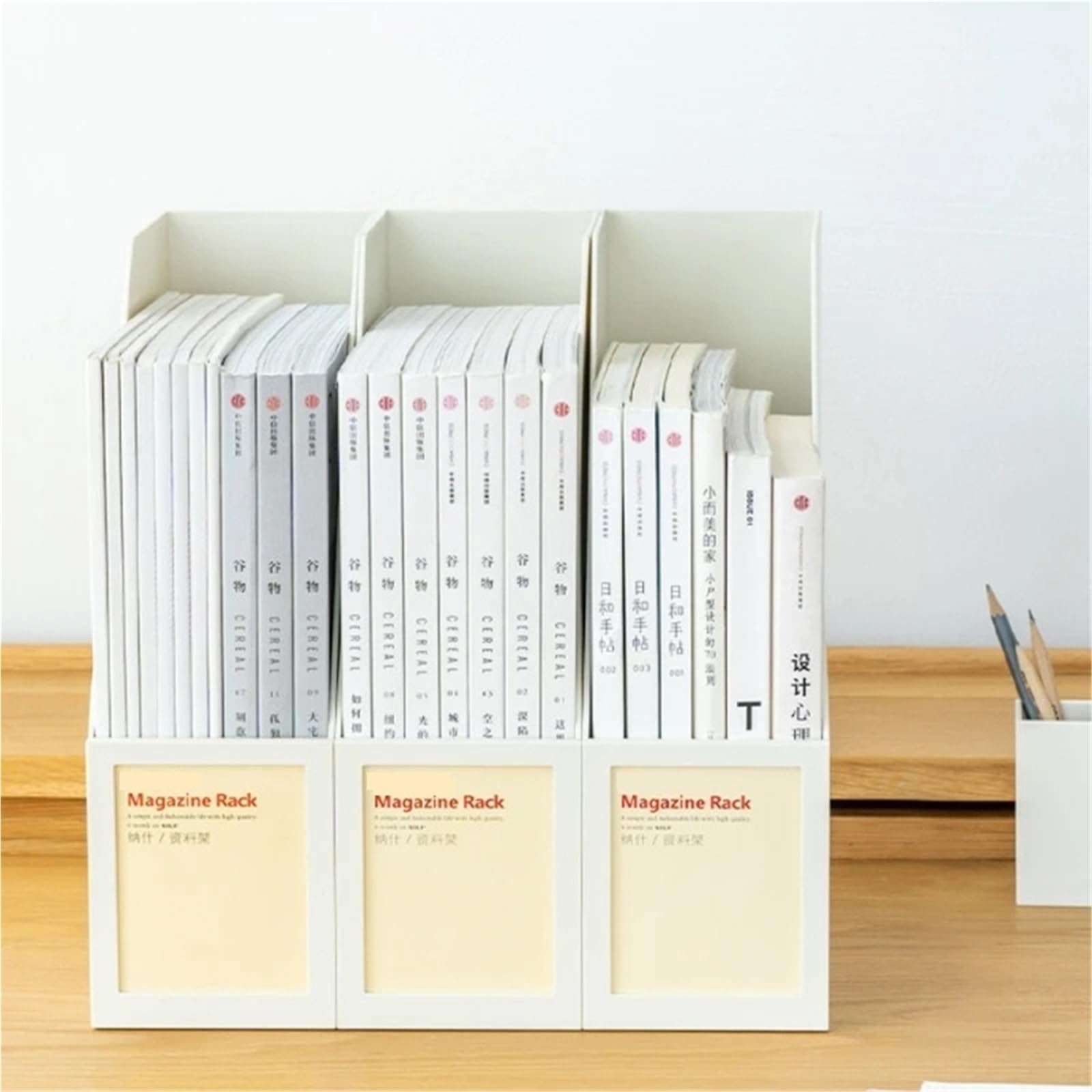 Portariviste da Tavolo Multifunzionale Portadocumenti Inclinato fermalibri Verticale for la Scuola per l'archiviazione di Documenti(White)