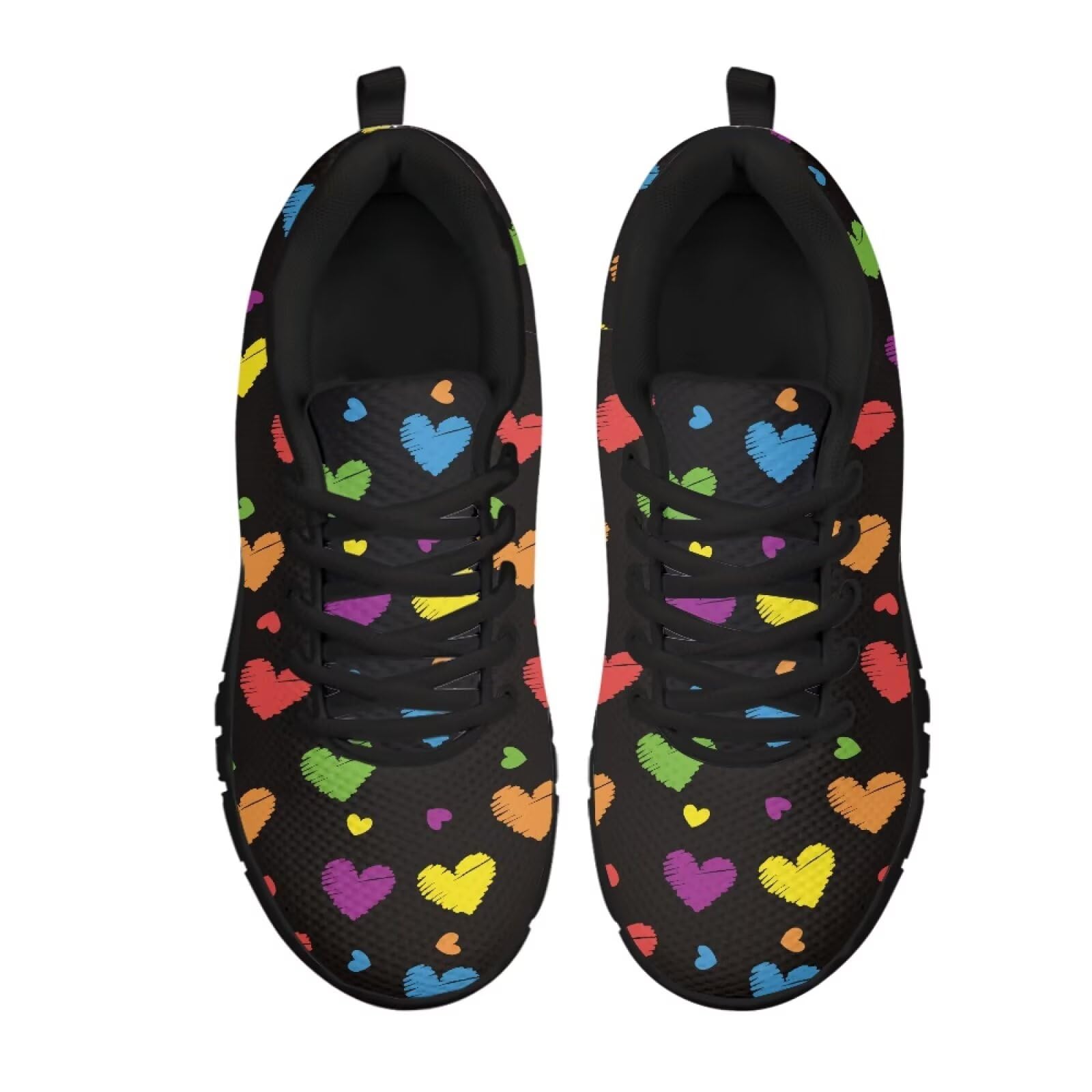 JUDENTIDOS Rianbow Hearts Shoes Running Sneaker for Women Teenager Hiking Walking Sports Travel Jogging Shoes