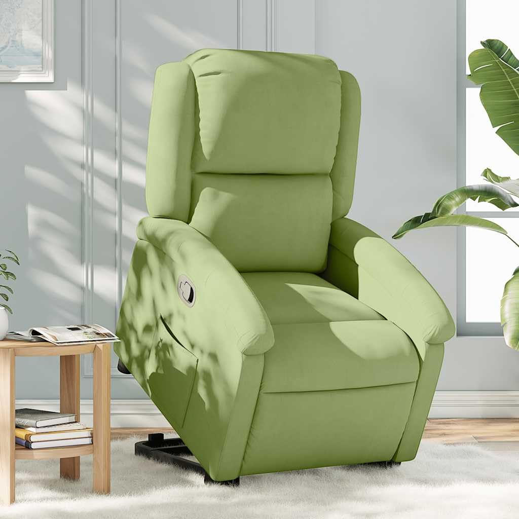 vidaXL Relaxsessel, Sessel mit Aufstehhilfe, Fernsehsessel mit Liegefunktion, Liegesessel Aufstehsessel für Wohnzimmer, Hellgrün Samt