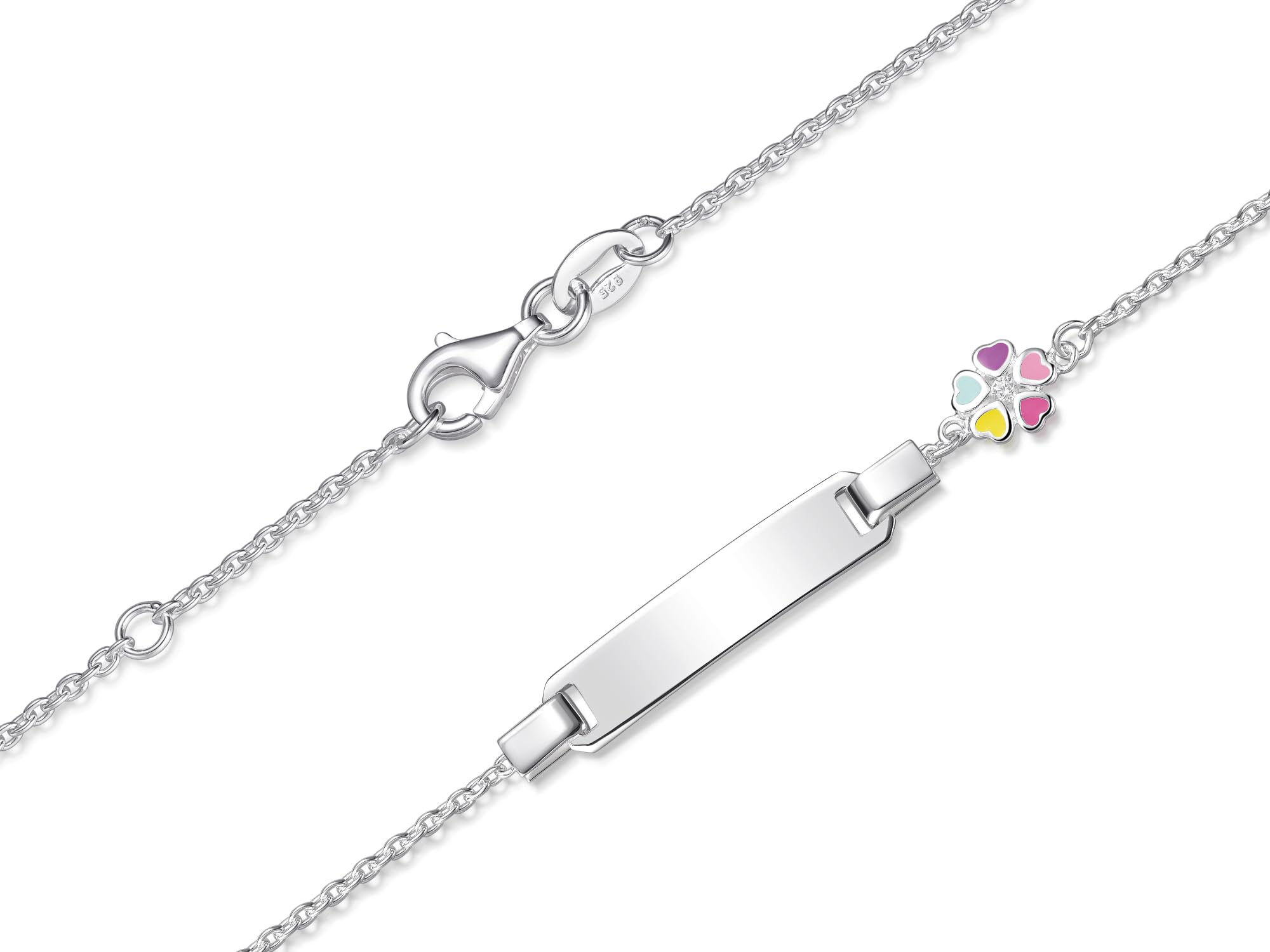 SILBERKETTEN STORE DEIN SCHMUCK ONLINE SHOP Kinder/Baby Gravur-Armband Erbse 1,5mm mit Blume |inklusive Gravur | echt 925 Silber