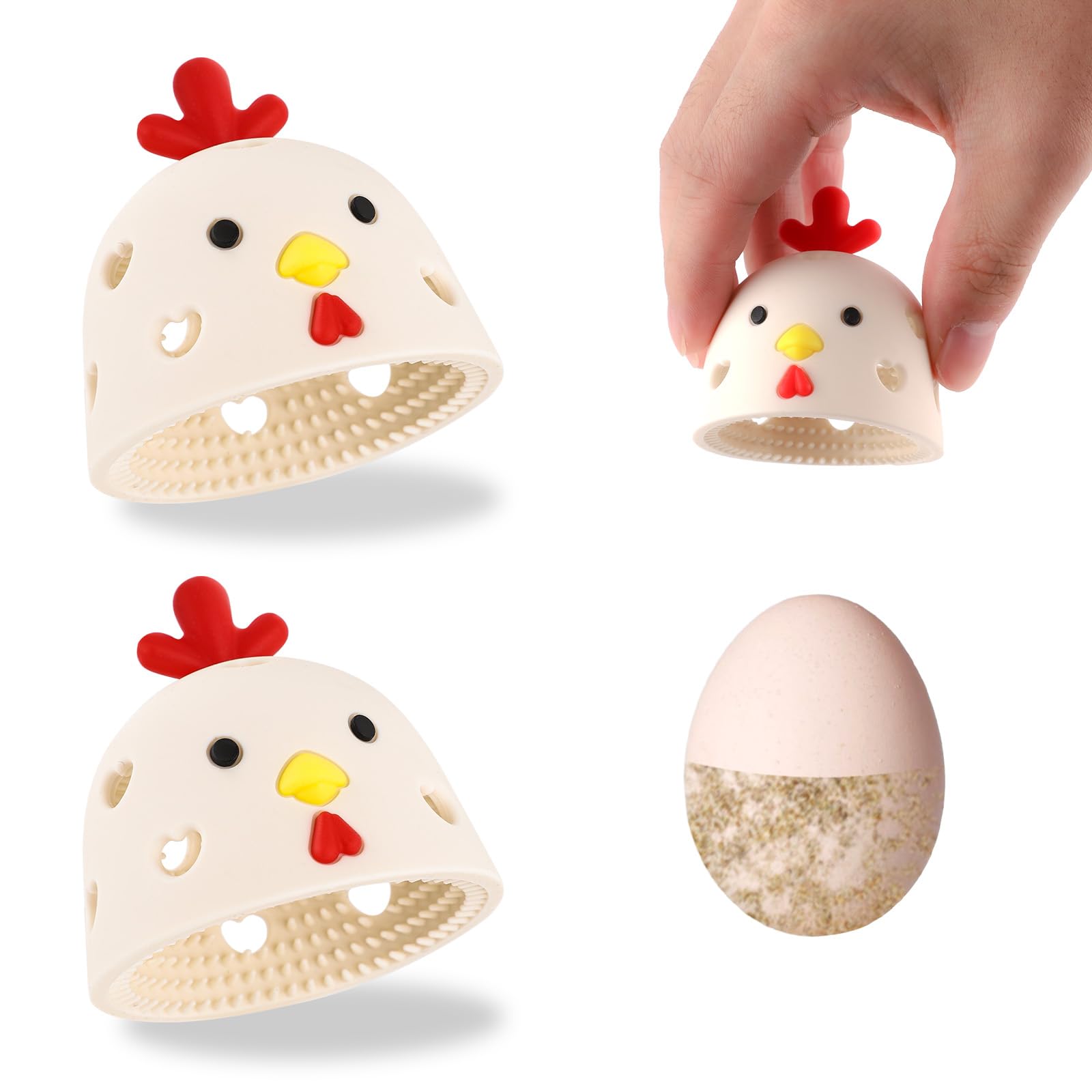 2 Piezas de Depurador de Huevos, Limpiador de Cepillo de Huevos con Forma de Cabeza de Pollo de Silicona Máquina Fregadora de Huevos Herramienta de Lavado de Huevos para Huevos Frescos