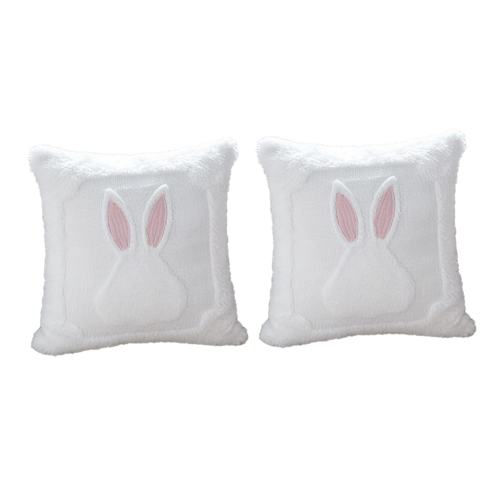 Hsioluted Of 2 Easy Cleaning Plush Rabbits Pillowcases with Detachable Cover Machine Washable Festival Decoration Pillow Cover