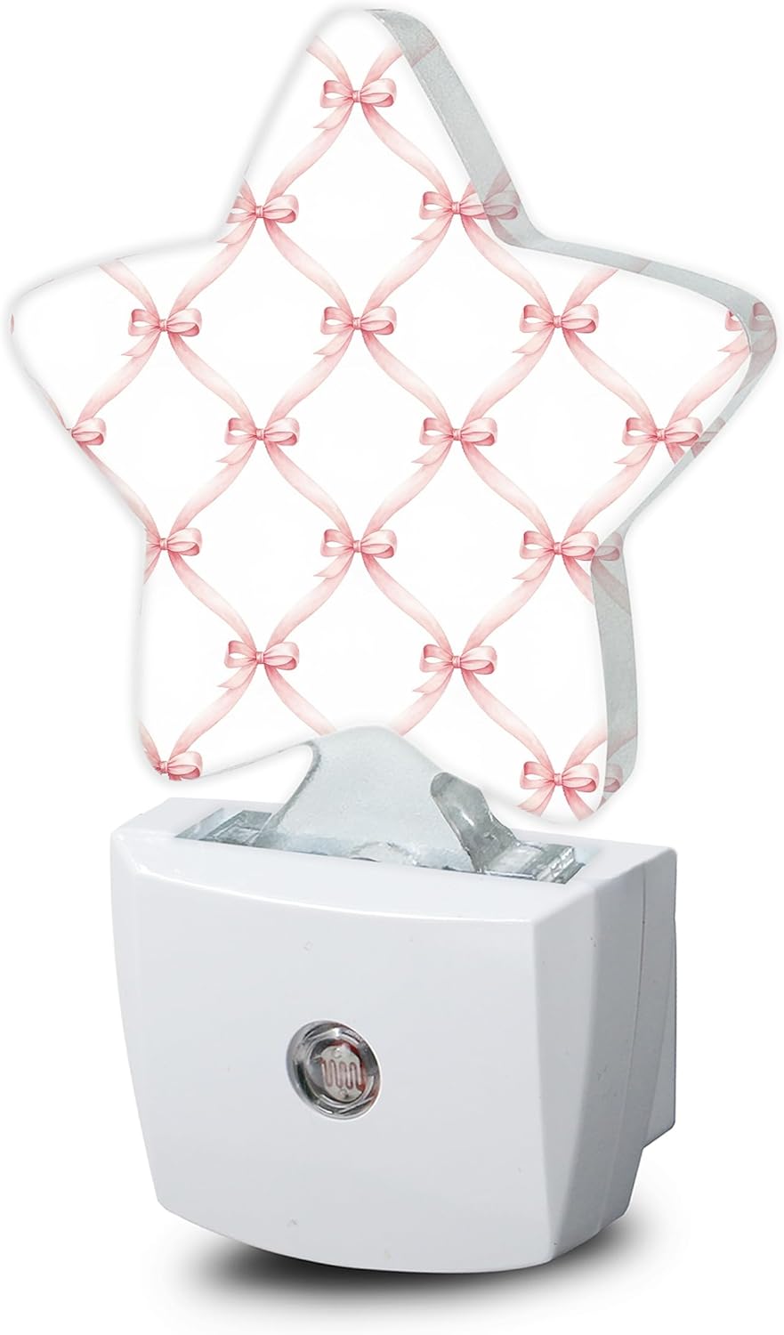 Night Light,Pink Bow Plug into Wall with Dusk to Dawn Light Sensors,Abstract Bows Warm Star Nightlights for Bedroom,Bathroom,Hallway,Kitchen Home Decor Desk Lamp
