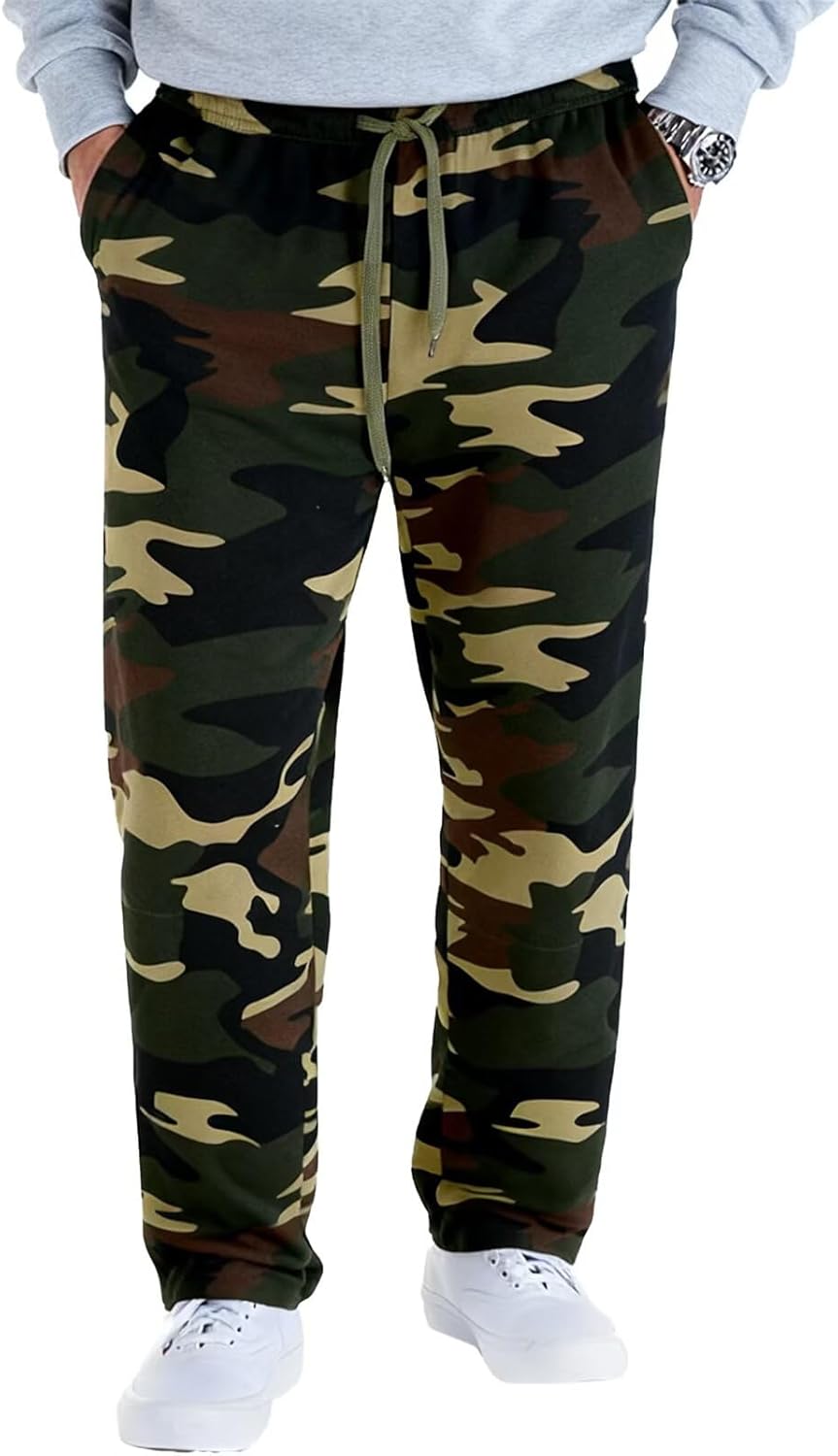 LeeHanTon Mens Sweatpants Open Bottom Basic Long Baggy Sweatpants for Athletic Running Wide Leg Sweatpants Comfortable