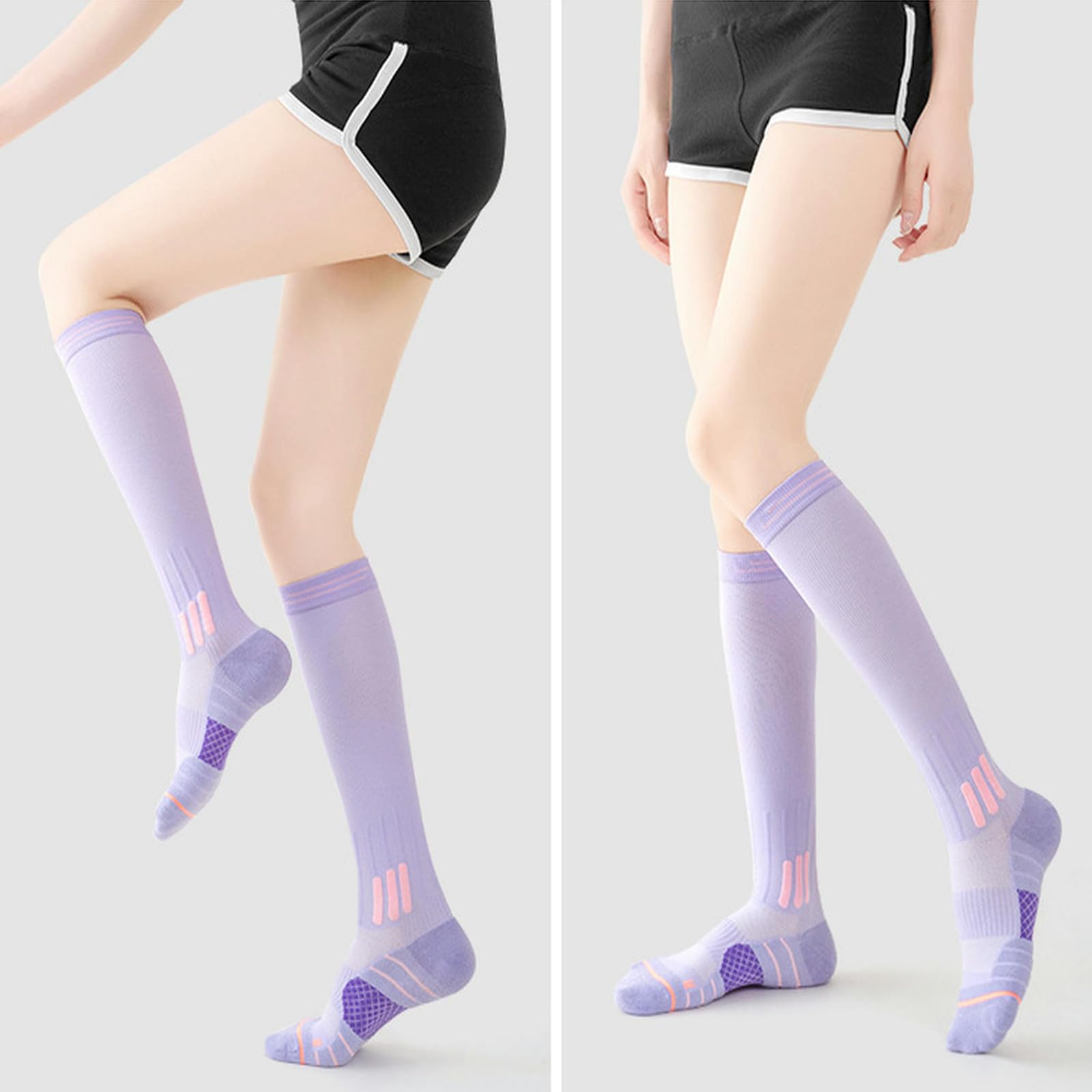 Męskie skarpety długie rurki kompresyjne skarpety kompresyjne na mięśnie Skipping Rope Pressure skarpety sportowe do biegania joga ręcznik Bottom Thickened Socks 2-pak - czarne