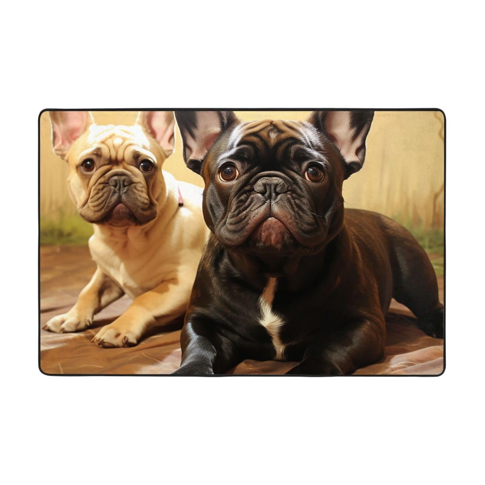 Tapis vintage bouledogue français pour salon et chambre
