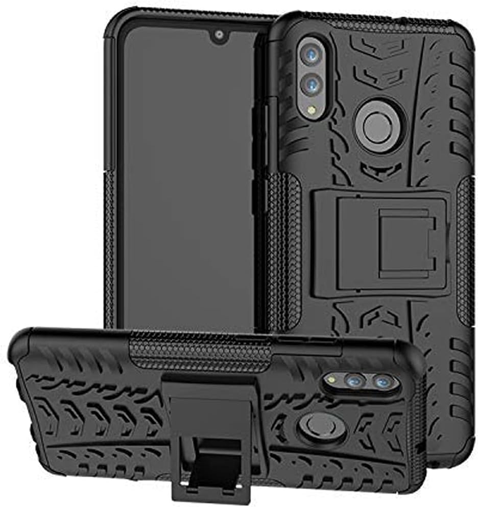 Coverage TPU+Plastic Back Cover Case Dual Layer Rugged&Tough Defender Kickstand With Bult In Stand For Honor 10 Lite-Space Black