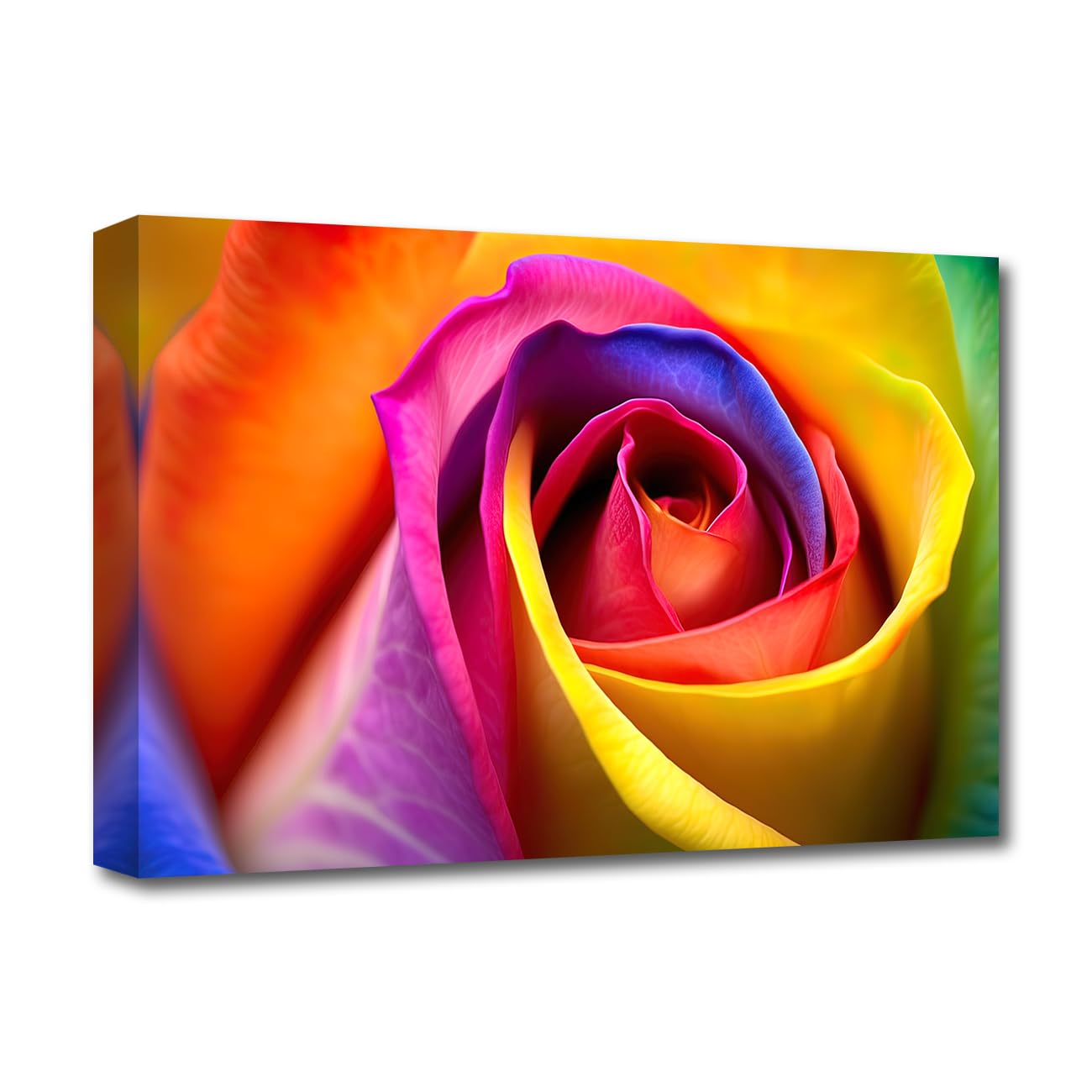 LZIMU Colorful Rose Canvas Wall Art Rainbow Rose Flower Picture Walls Decoration Floral Blooming Painting Print for Bathroom Home Decor Framed (Colorful, 40.00 x 60.00 cms) โ image 1