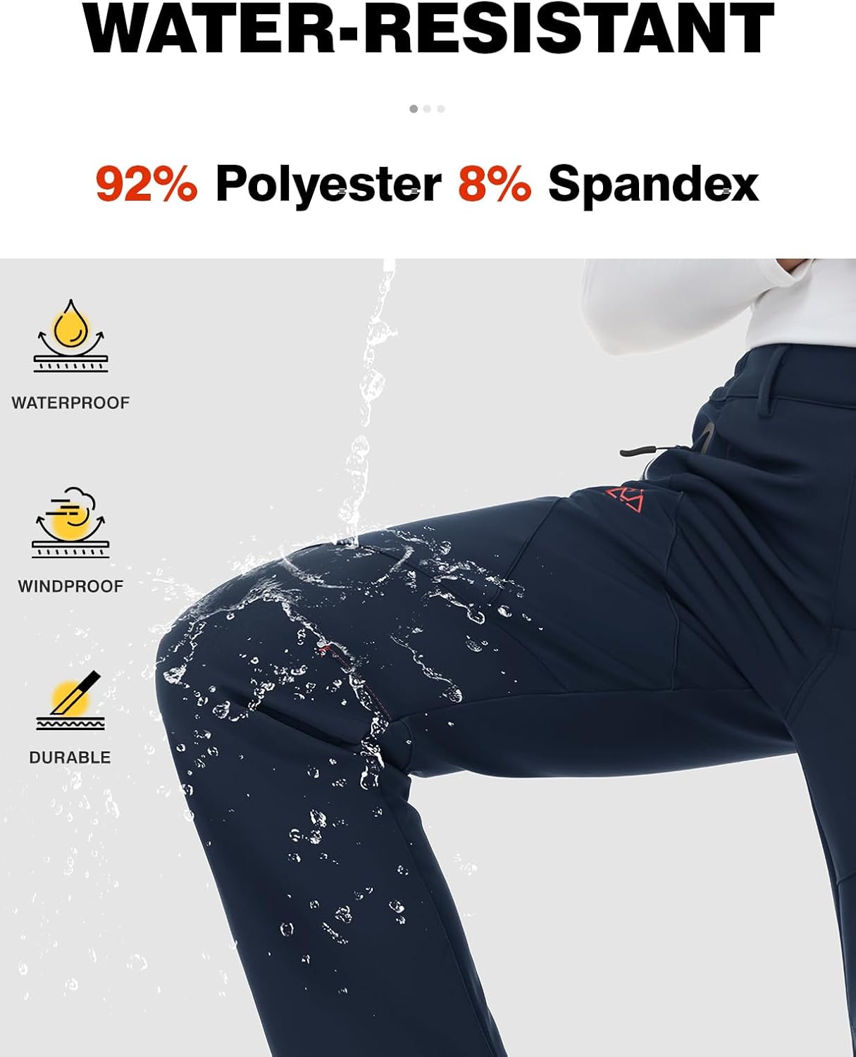 TBMPOY Women's Fleece Lined Ski Snow Pants Waterproof Winter Cargo Hiking Warm Thermal Softshell Insulated Outdoor Pant - Image 5