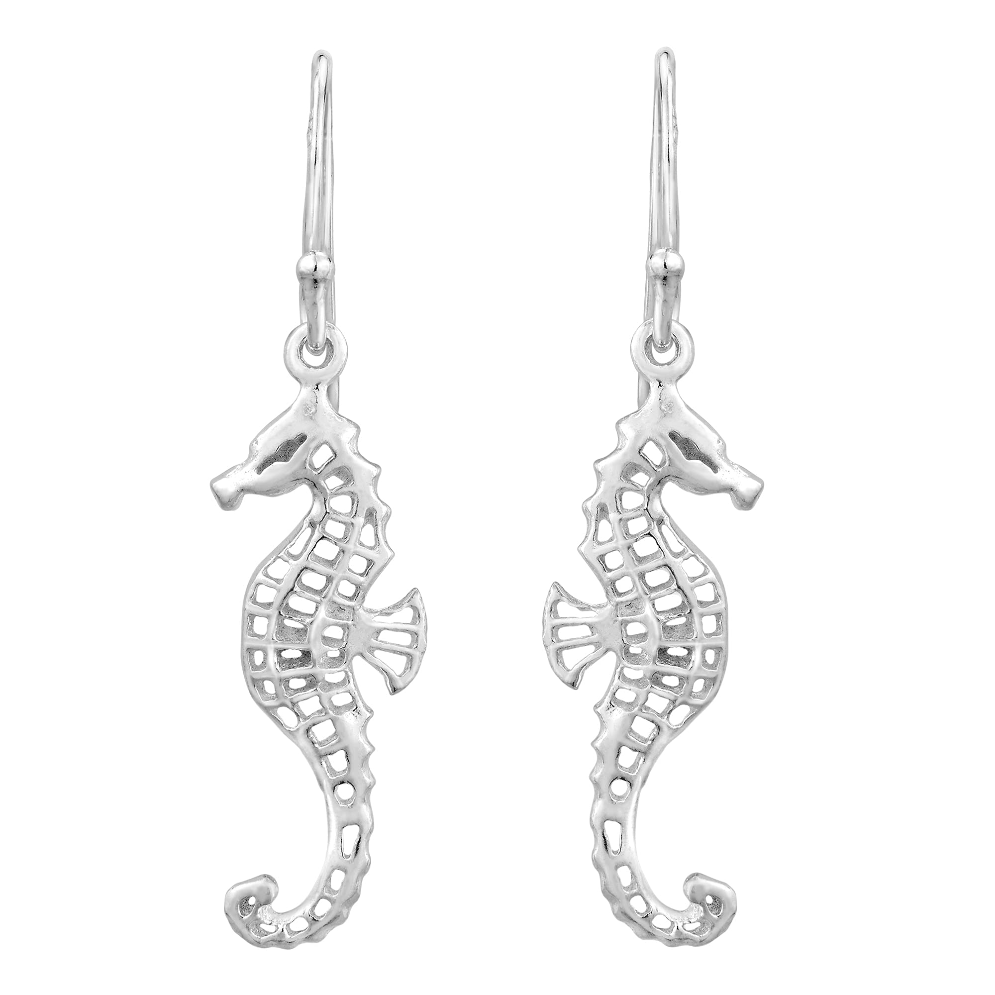 AeraVida Delicados pendientes colgantes de plata de ley 925 con dije de caballito de mar | Elegantes aretes colgantes de plata de ley para mujer | Regalo de joyería, Metal
