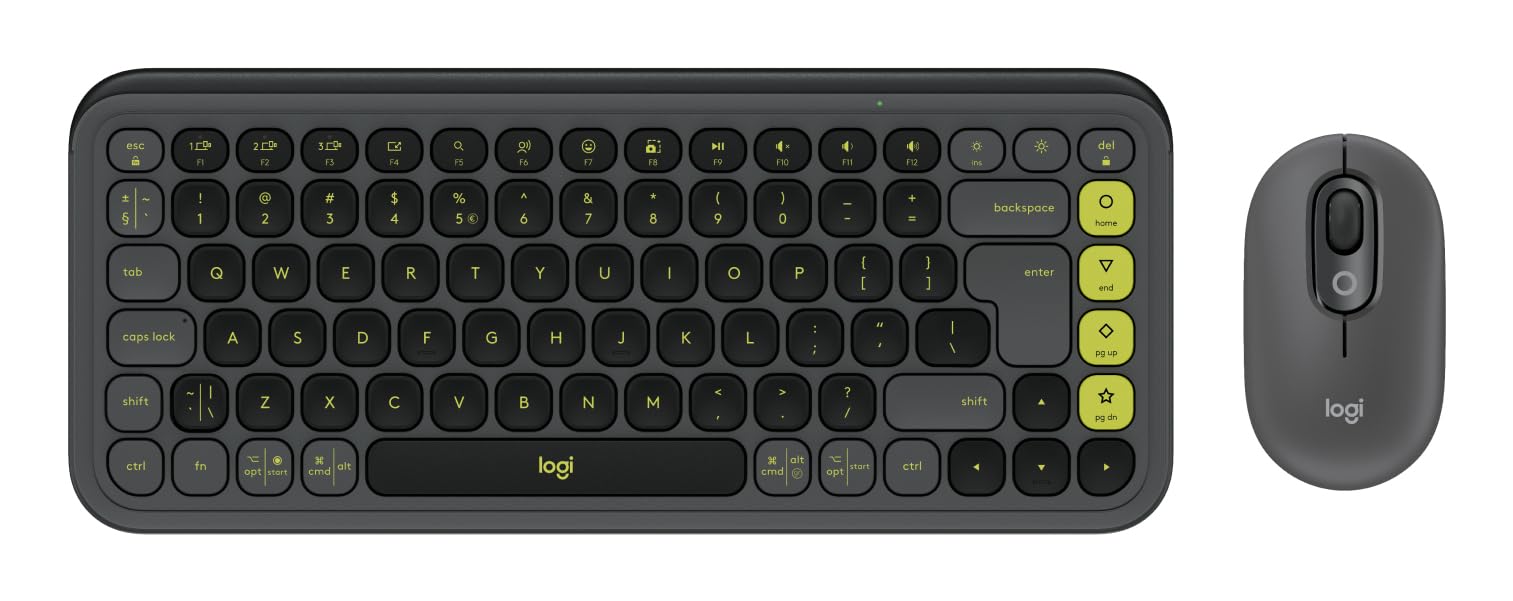 POP ICON COMBO, Bluetooth keyboard and mouse combo, comfortable typing, programmable keys and buttons, quiet clicks, Easy-Switch up to 3 devices - Graphite