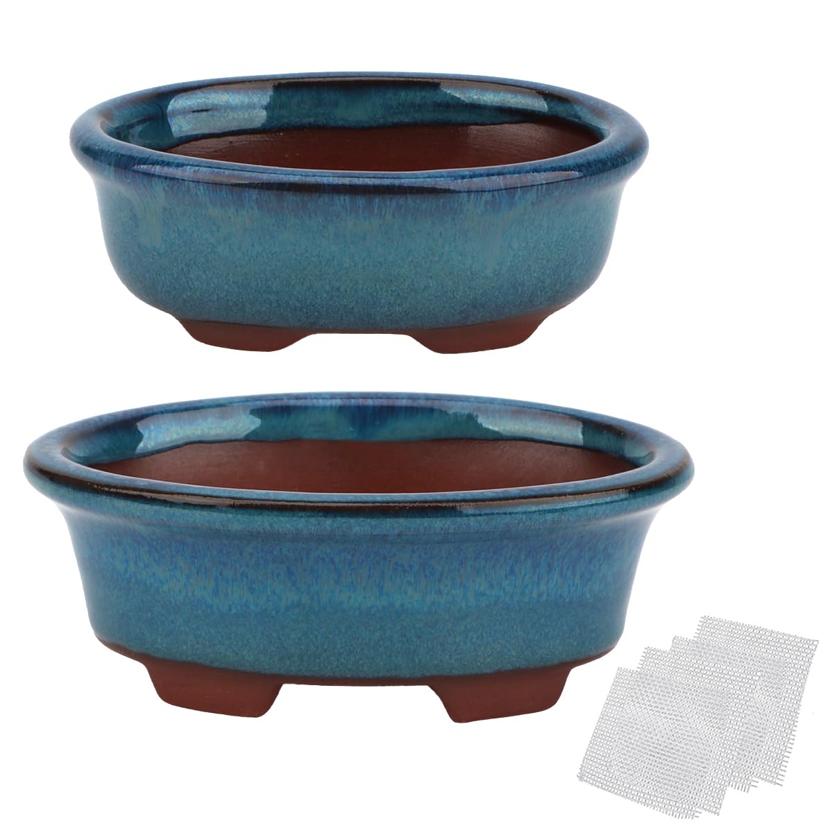Vaso per bonsai ovale in gres smaltato rosa 14x9,5x4,5 cm - A2