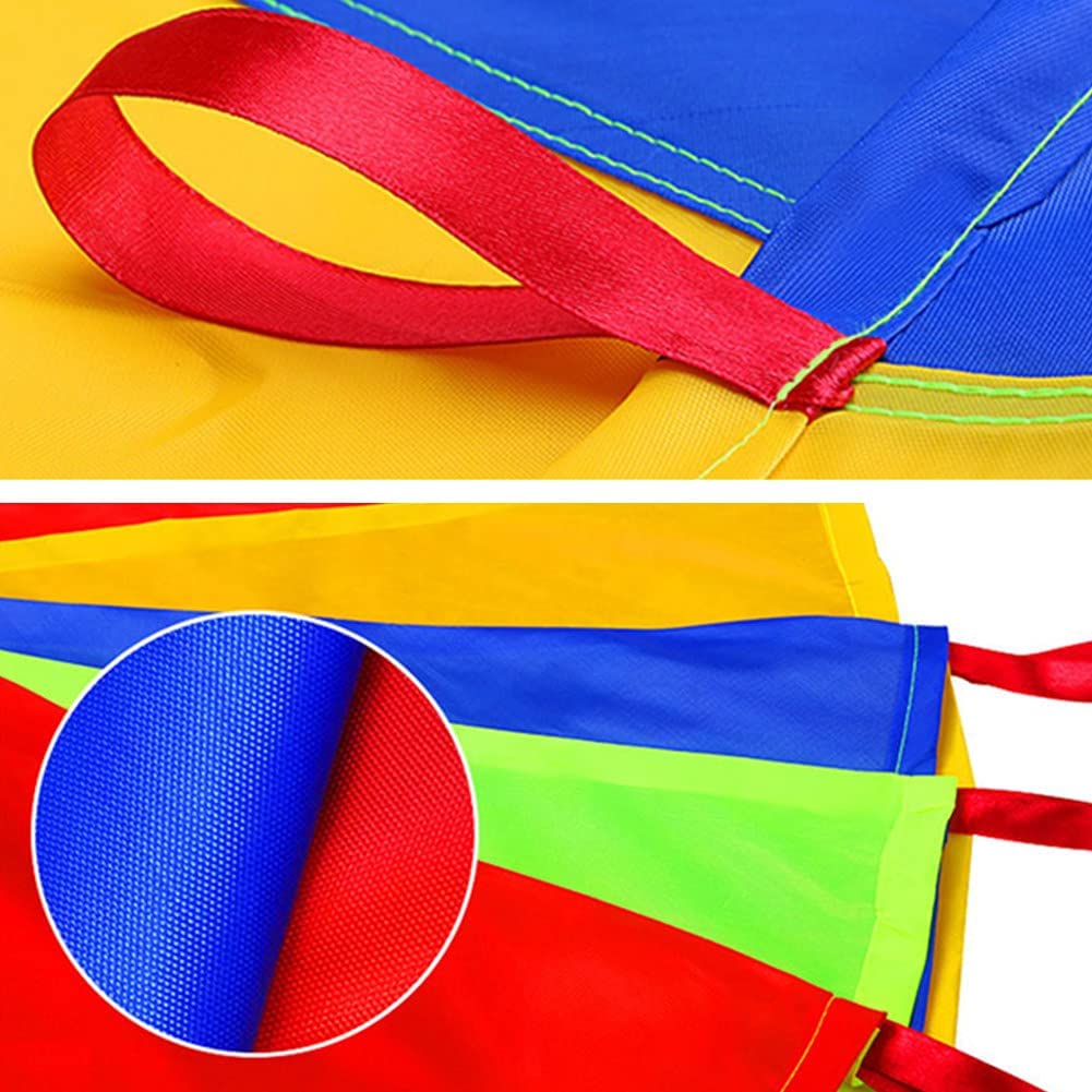 Gioco Paracadute Arcobaleno 8 Maniglie per Bambini Arcobaleno di Stoffa Oscillante con Un Diametro di 2M Giocattolo Paracadute Paracadute Colorato