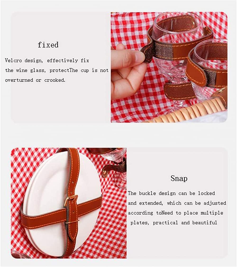 BERTY·PUYI Juego De Cesta De Picnic para 4 Personas, Hecho A Mano, Grande, De Mimbre, con Cubiertos Y Manta De Picnic Impermeable para Acampar Al Aire Libre