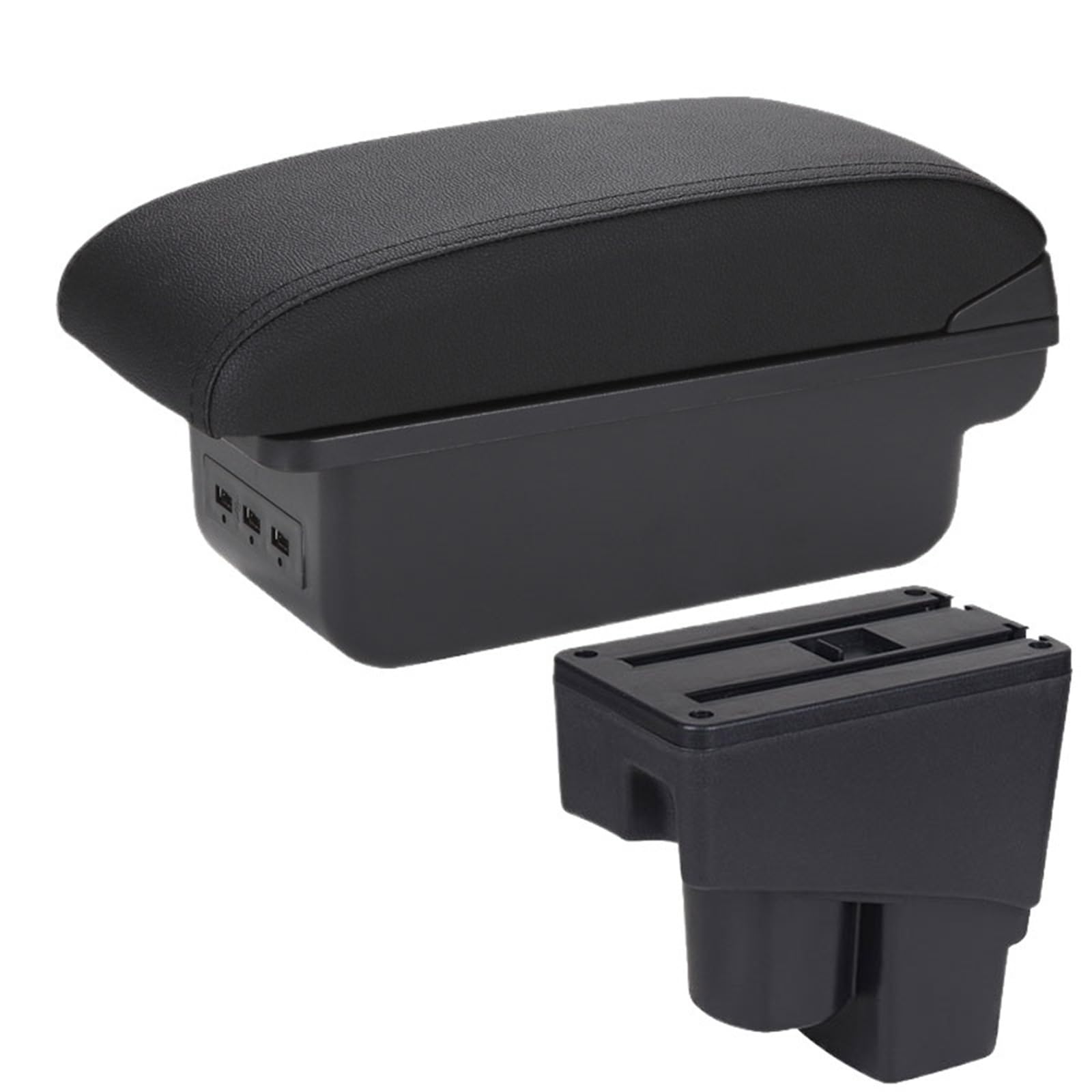 XINQQDC Console Armrest Fit For Honda Jazz Armrest Box Car Armrest 2003-2007 Arm Storage Box Car Accessories Car Armrest Organizer(B2 Black line 3USB)