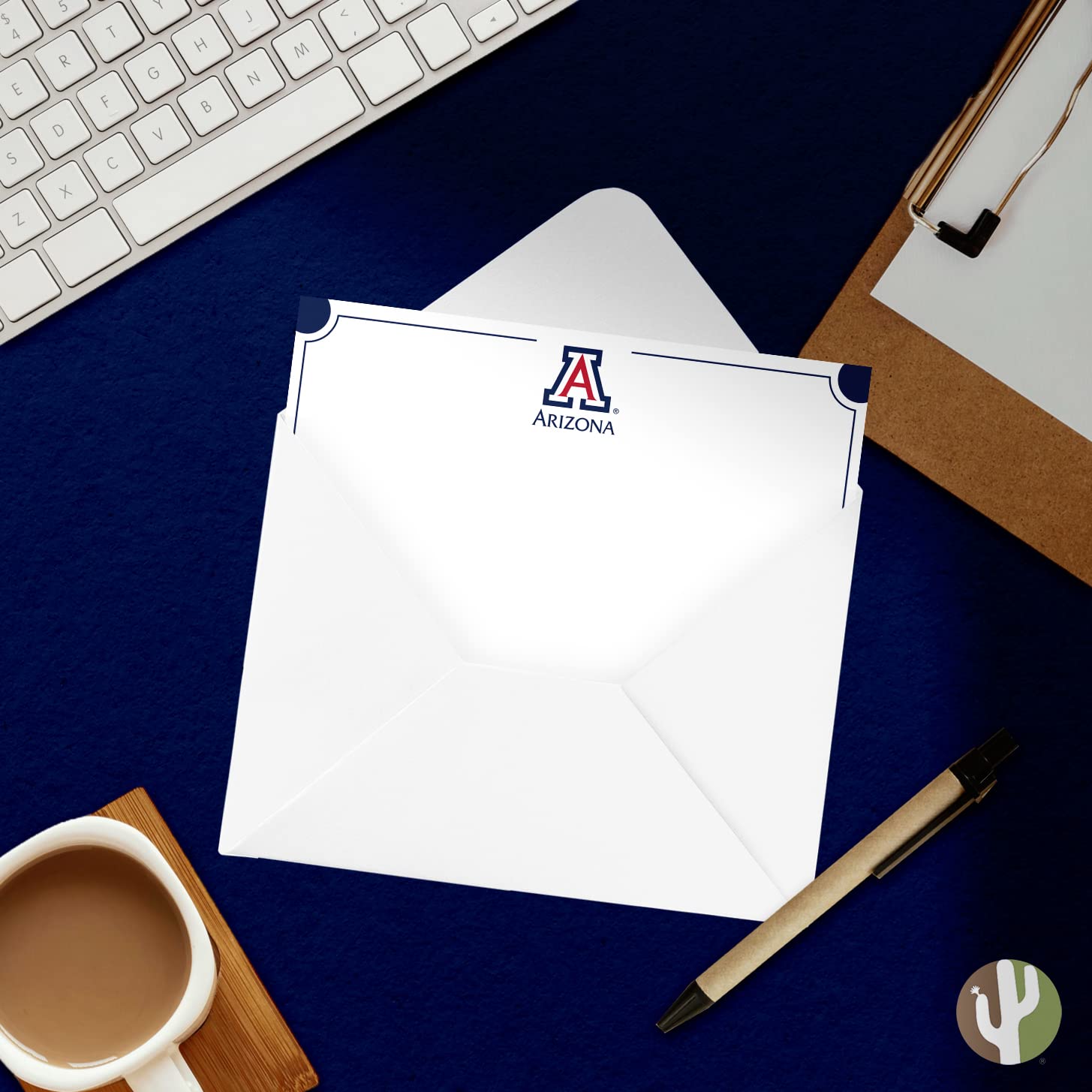Desert Cactus University of Arizona - Paquete de 10 tarjetas de papelería UA Wildcats incluye sobres, Memo Party Thank You (tarjeta de notas 4b)