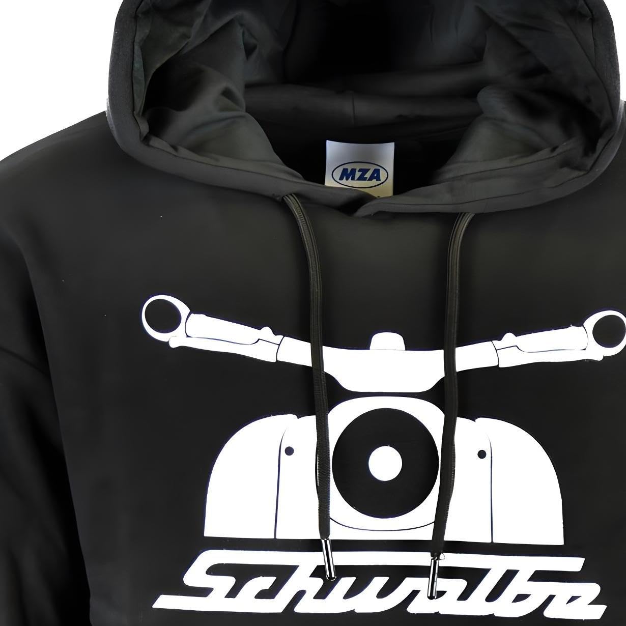 Sudadera con capucha bolsillos canguro, negra, talla: XS - motivo: golondrina 55 años - 100% algodón