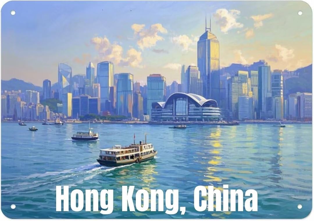 Hong Kong China Vintage Retro Funny Wall Décor for Home Washroom Cafe Pub Bar Office Store 8x12 Inches