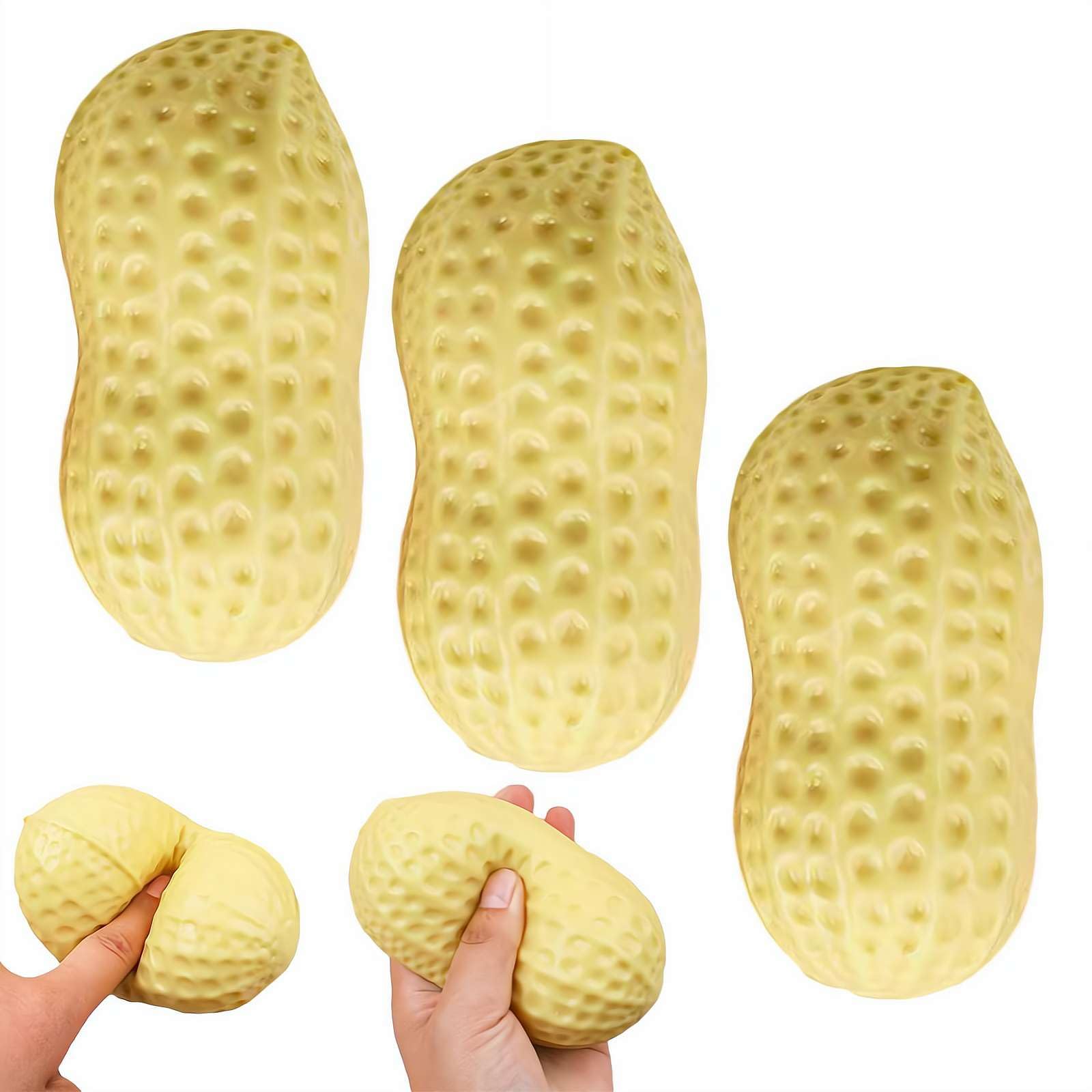 Peanut Shaped Squishes Stress Balls, Cute Anxiety Relief Toy, Soft Squeeze Decompression Dough for Adults, Simulation Food Squishies Bun