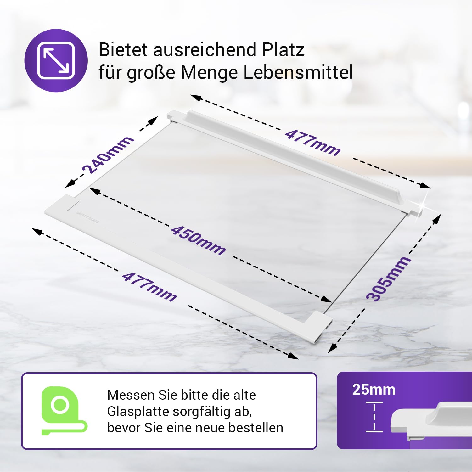 Kühlschrank Glasplatte Ersatz für AEG Kühlschrank Einlegeboden Glas 225153106/3 - Regal Kühlschrank & Zanussi Kühlschrank Ersatzteile