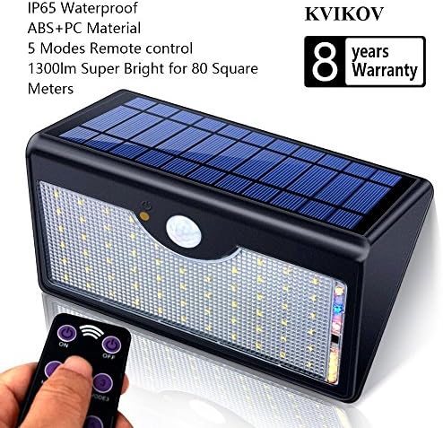 HVIKOV 60 Led Solar Motion Sensor Light Outdoor, 1300LM Waterproof Wide Angle, 5 Modes Remote Control, Wireless Super Bright Security Wall Lights for Driveway, Wall, Patio, Yard, Garden (Black)