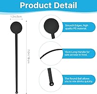 Vista 4 de 200 palitos de cóctel Swizzle, agitadores de café transparente de 7.3 pulgadas, palitos de plástico desechables para bebida, disco redondo, barra