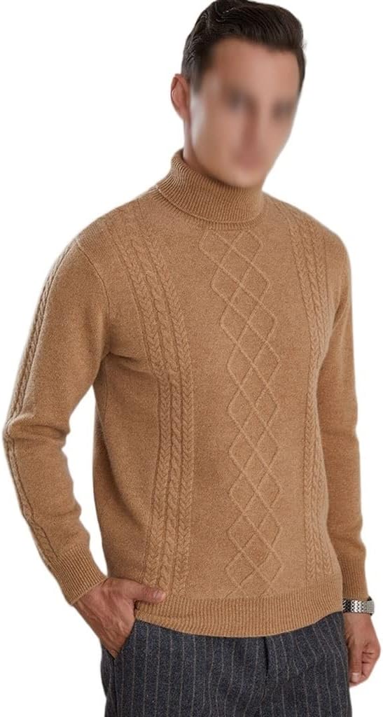 [君を愛してる] 秋冬カシミヤセーターメンズハイラペル緩い肥厚中年ビジネスセットヘッド底入れセーター
