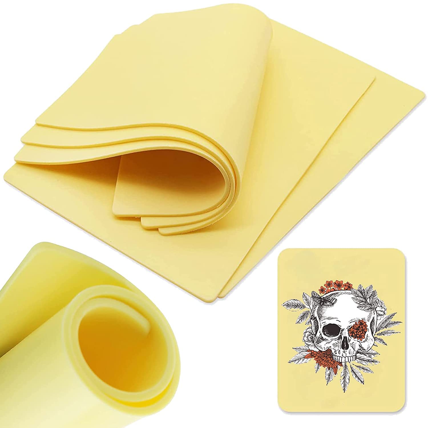 Piel Sintética Tatuaje 3 mm, Unihuby 4pcs Piel Tatuaje 30 x 20 cm Tatuaje Piel Falsa 3MM Piel Sintética Pieles para Tatuaje Tattoo Skin Fake Skin