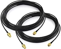 Vista 12 de Bingfu Cable de extensión de antena WiFi, paquete de 2 unidades RP-SMA macho a RP-SMA hembra Cable RG174 de 9.8 ft 10 pies para enrutador WiFi