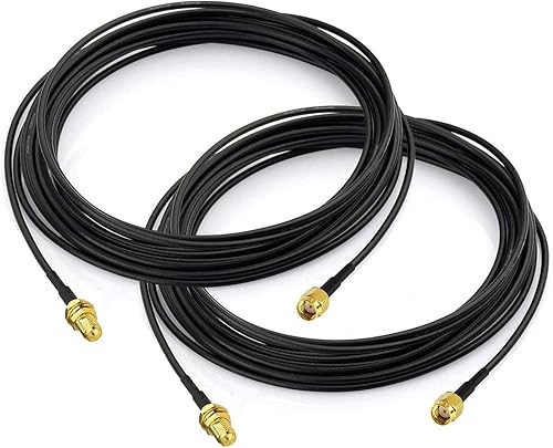 Miniatura 12 de Bingfu Cable de extensión de antena WiFi, paquete de 2 unidades RP-SMA macho a RP-SMA hembra Cable RG174 de 9.8 ft 10 pies para enrutador WiFi