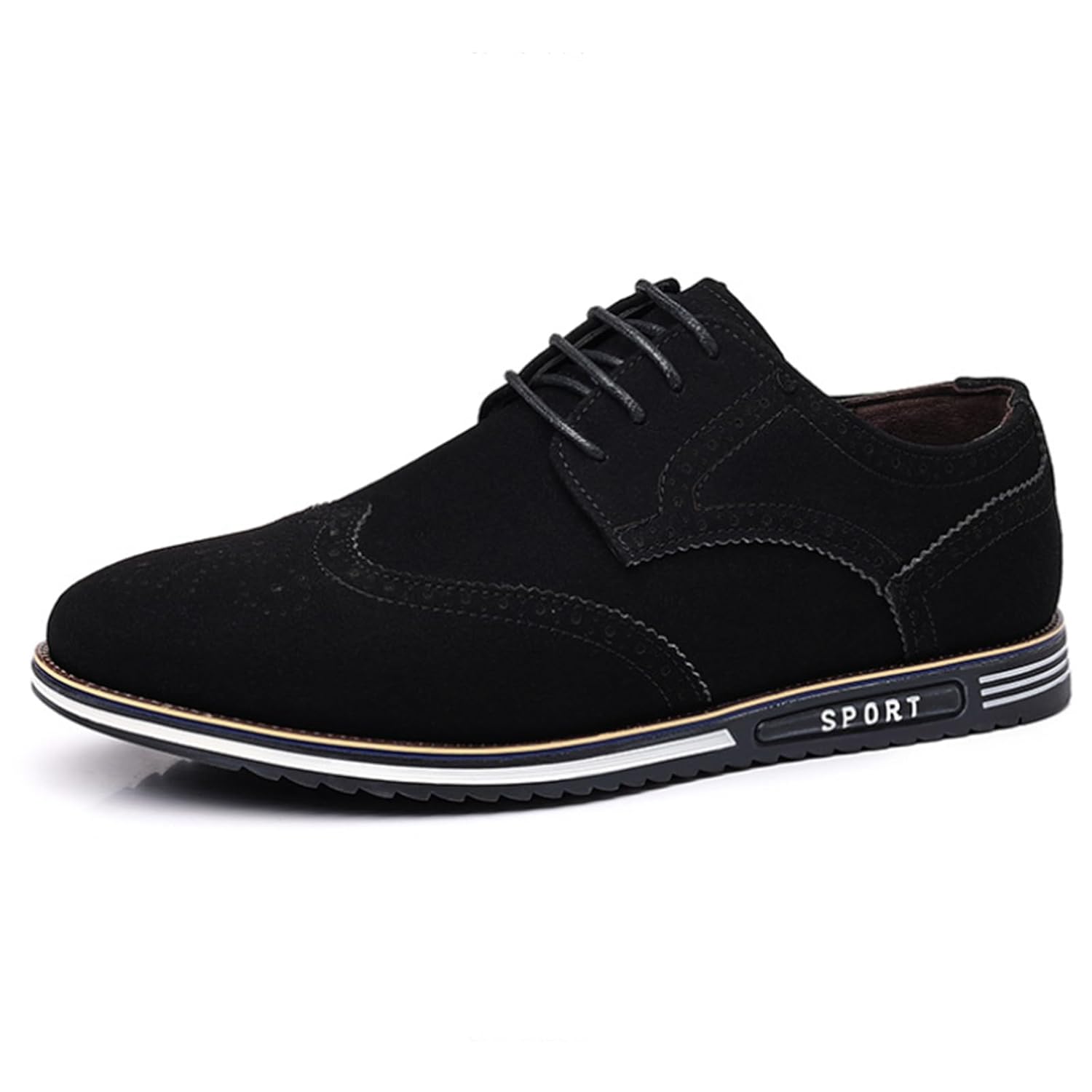 Mens Classic Suede Dress Shoes Fashion Pointed-Toe Lace-up Breathable Oxfords Shoes Business Office Wedding Formal Shoes