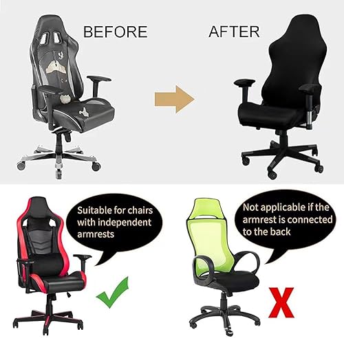 Miniatura 7 de Fundas ergonómicas para silla de oficina, de poliéster elástico, repelente al agua, jacquard, para adultos, videojuegos, reclinables, carreras (sin