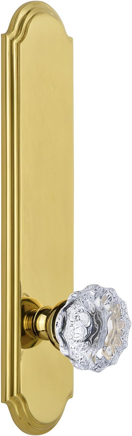 Grandeur 804014 Hardware Arc Tall Plate Fontainebleau Knob, Single Dummy, Vintage Brass