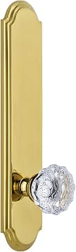 Grandeur 804128 Hardware Arc Tall Plate Fontainebleau Knob, Double Dummy, Polished Brass