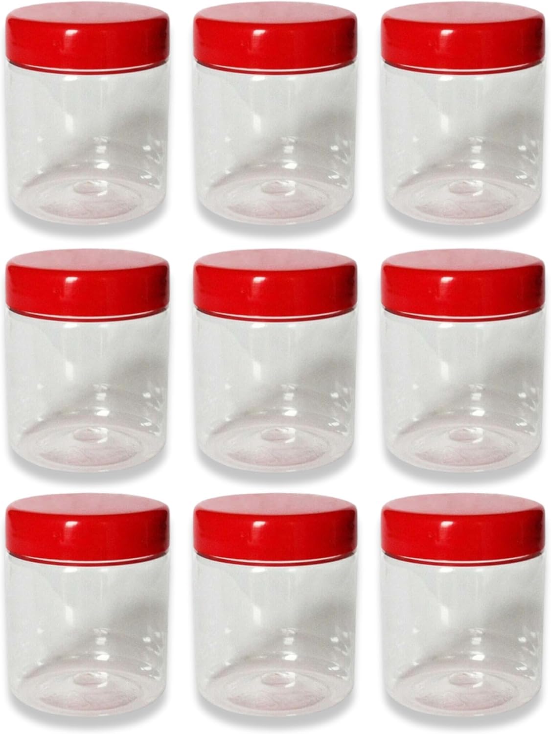 KANSY Plastic Storage Containers Round Clear Spice Jars With Screw Top Lids, Airtight Bpa Free Plastic Mason Jars For Kitchen Pantry, Jam Jars For Crafts And Hardware (9x 250ml)