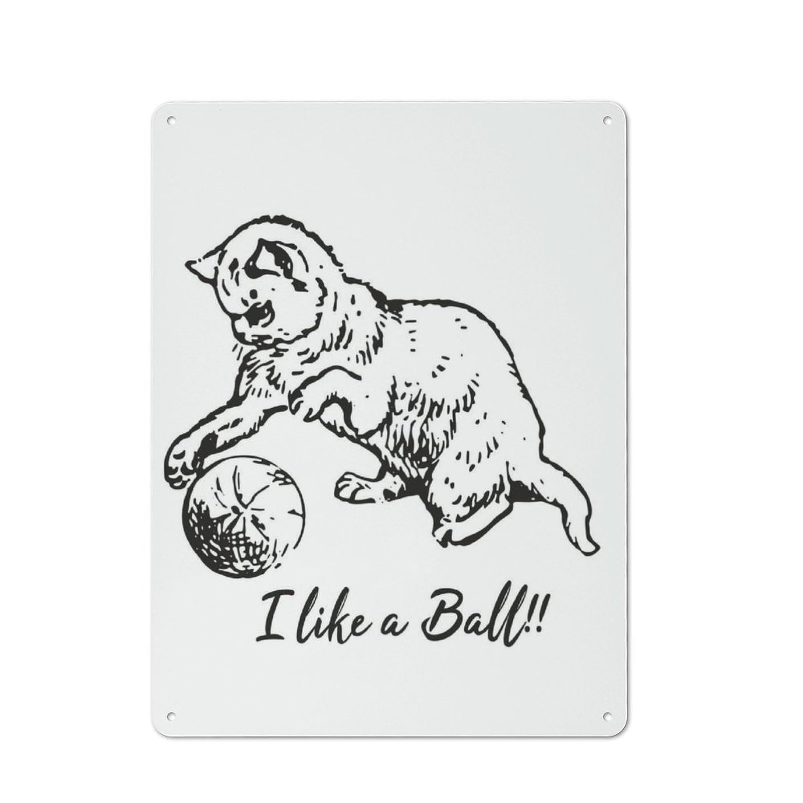 Junmoney My Cat Like A Ball Rustic Metal Sign 40X30cm For Living Room Wall, With Clear Rustic Wall Decor Character
