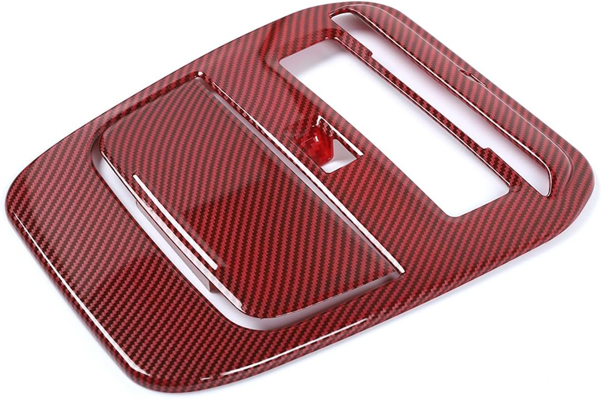 GZXinWei Interior Accessories for Ford F150 2021 2022 2023 2024 2025 2026 Overhead Console Panel Glasses Holder Trim Cover Red Carbon Fiber Style Sticker