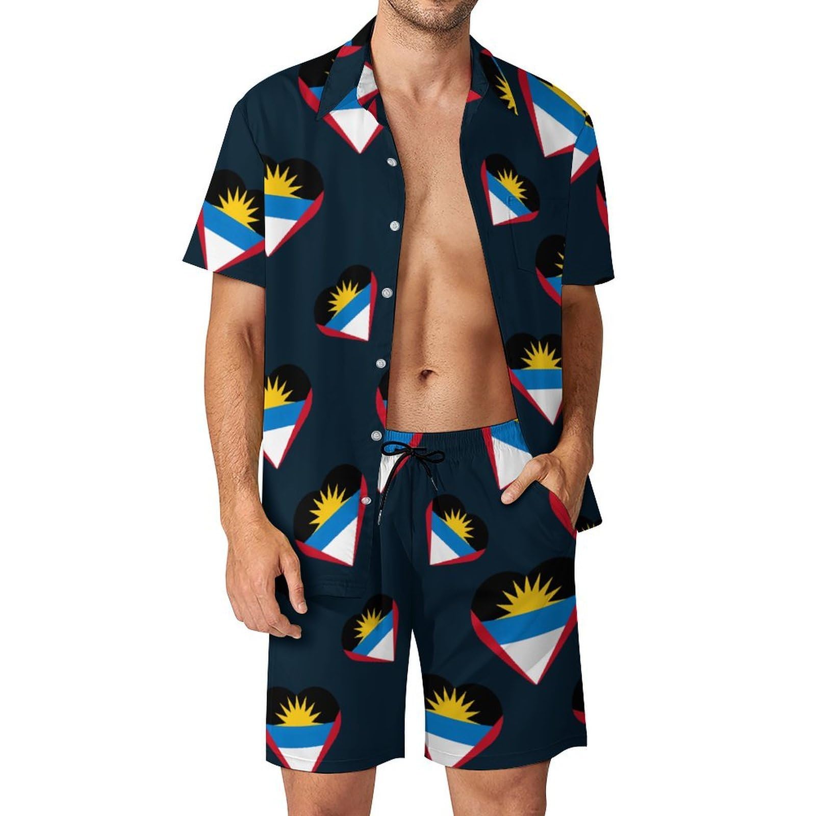 Camisa de botones y pantalones cortos para evitar el calor con este conjunto de 2 piezas 8